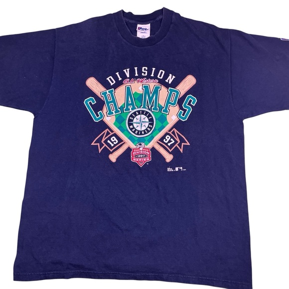 Vintage Seattle Mariners 1997 MLB Division Champs pro player T-shirt XL USA - Picture 1 of 6